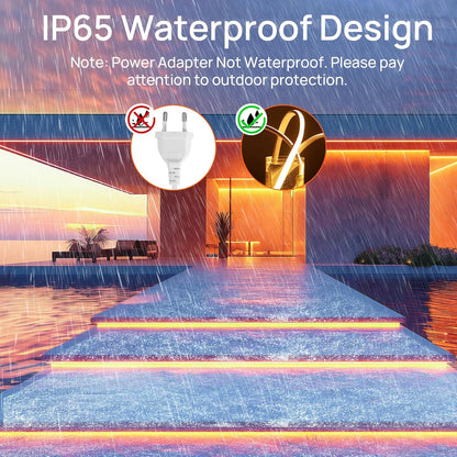 Neon LED Strip 5 m, Silicone Waterproof Fireproof IP65 LED Strip Warm White 3000 K 10 mm LED Fairy Lights Outdoor 230 V Flexible DIY Light Strip Outdoor with Power Supply for Home, Party,