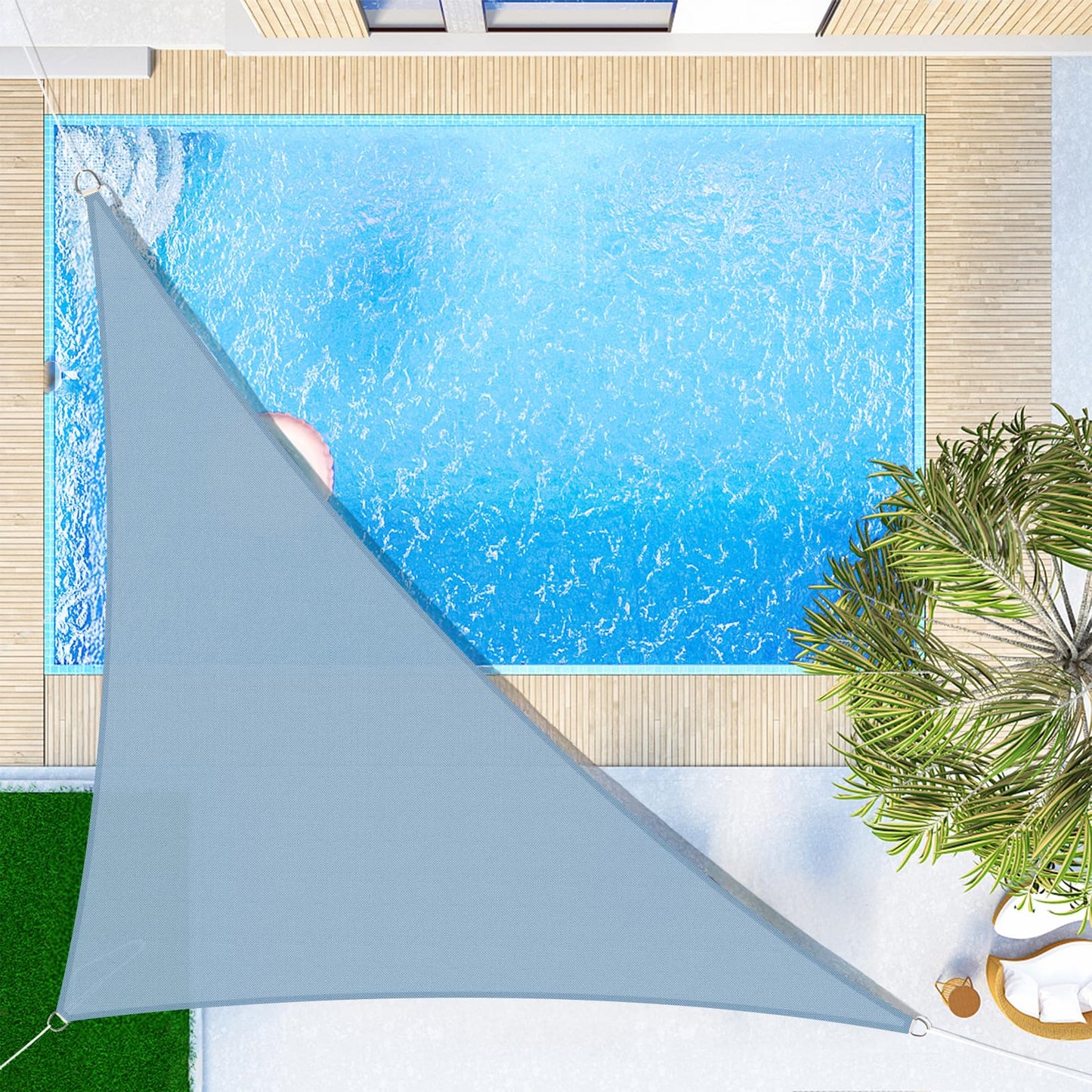 SUNNY GUARD Sun Shade Sail Triangle 4x4x4m Waterproof UV Block for Garden Outdoor Patio - Sand