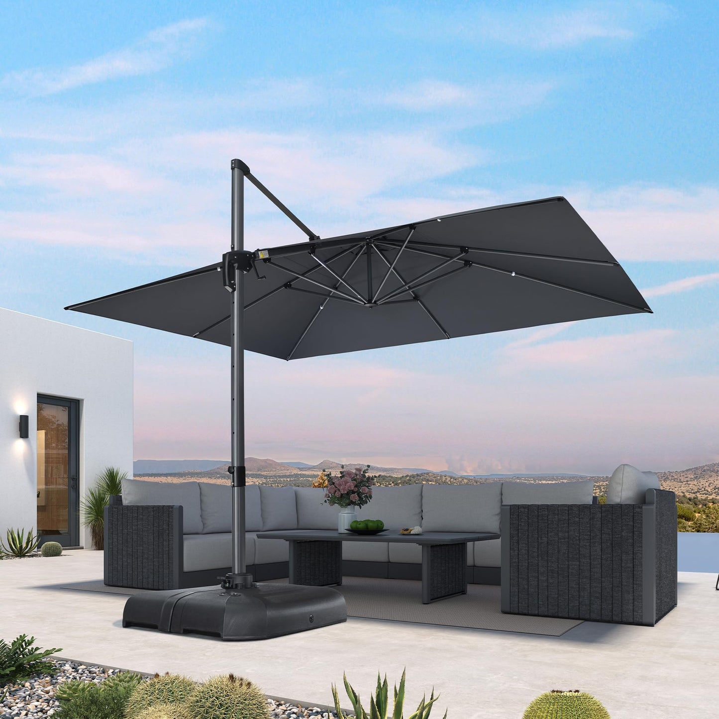 Umbrela de gradina 270x350 PURPLE LEAF cm aluminiu gri