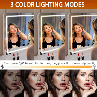Oglinda cosmetica Hasipu 70x50 cm LED 3 moduri lumina touch