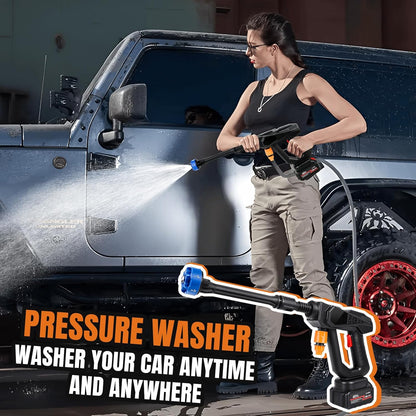 Battery Pressure Washer, 24V Cordless Hand Held Jet Washer 30Bar with 2x1.5 Ah Batteries, 6-in-1 Multi-spray Nozzle, Portable Power Washer Mini Jet Wash for Car, Motorbike, Patio, Window Cleaner