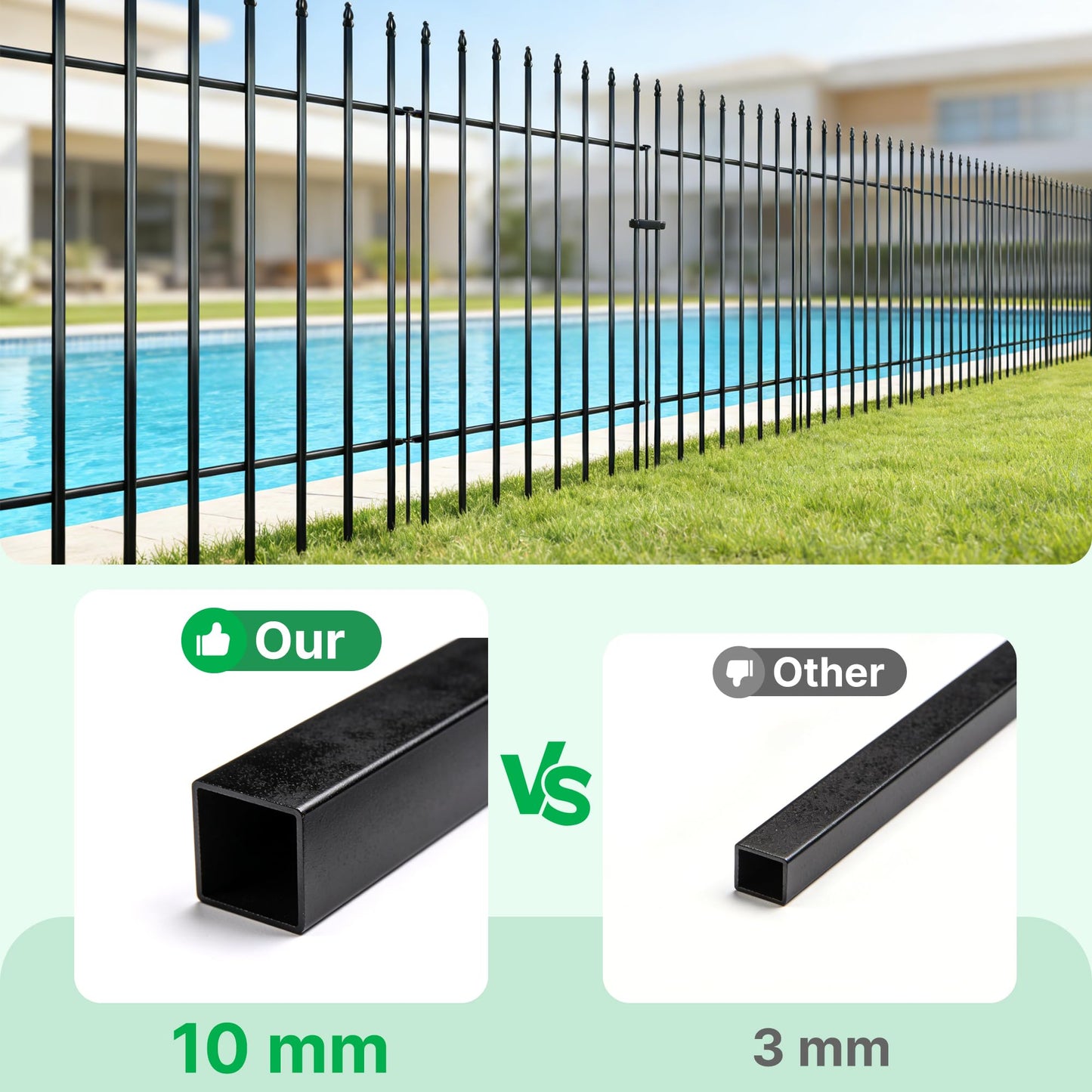 Gard decorativ Thealyn FG36-G metal negru 3.5 m fara sapare