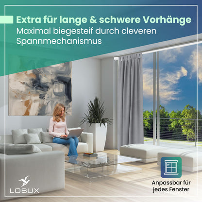 Tija perdea LOBUX telescopica fara gaurire 260-350 cm 32 mm alba