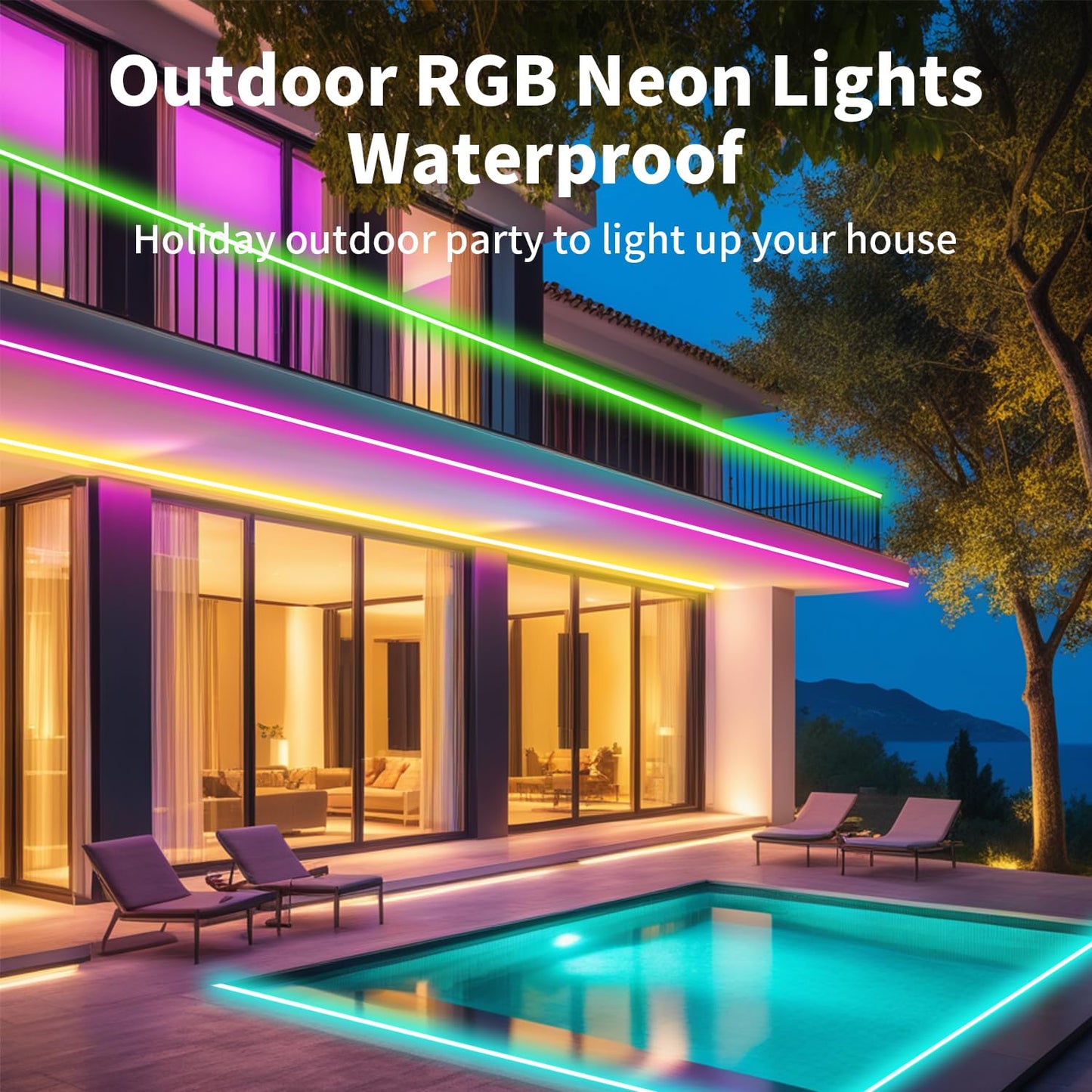 Banda LED RGB 15m Neon Rope Light App Remote IP65 Outdoor