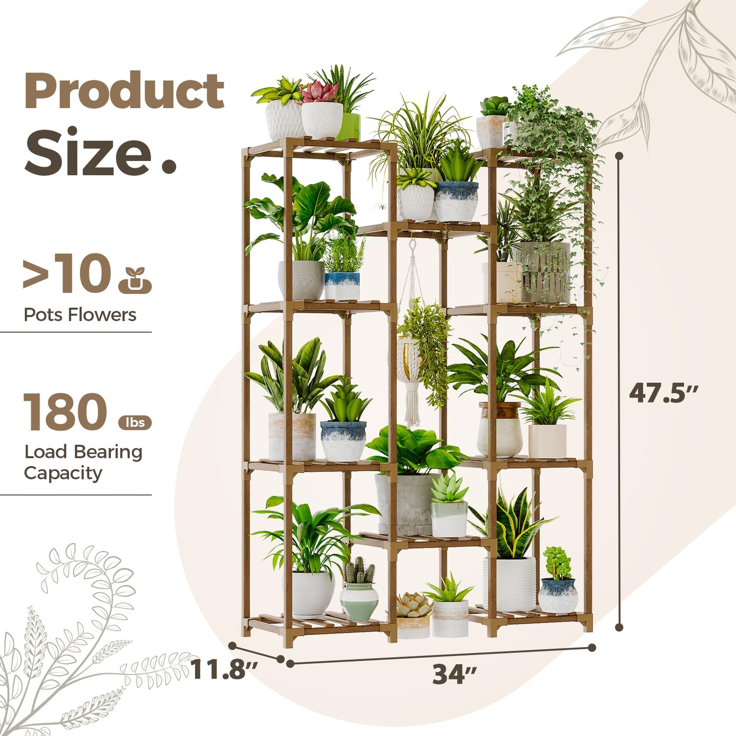 Suport plante Bamworld A-Shape lemn maro 4 niveluri 68 kg