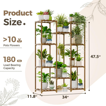 Suport plante Bamworld A-Shape lemn maro 4 niveluri 68 kg