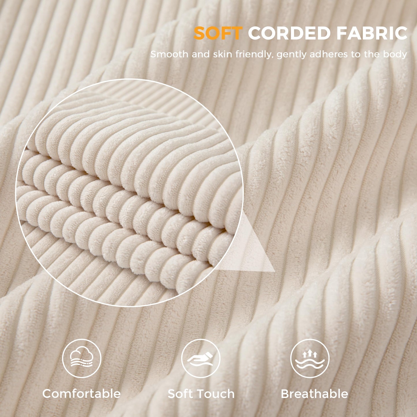 Canapea MAXYOYO 3 Seater Corduroy 190 cm, cu brate si tufting
