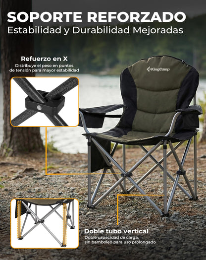 Scaun camping KingCamp Heavy Duty pliabil 250 kg suport lombar