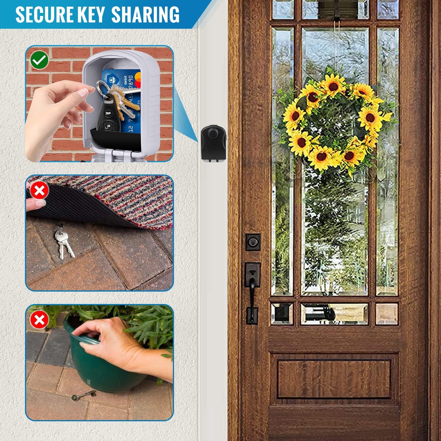 ENONEO Key Safe Key Safe with 4-Digit Combination Code with Waterproof Cover Large Key Box Key Box Wall Mounted Outdoor Indoor for Home, Car, Offices and Garages (Grey)