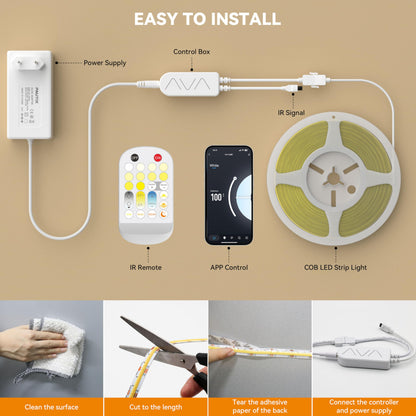 Banda LED smart PAUTIX Tunable White COB 24V dimabila Wi-Fi