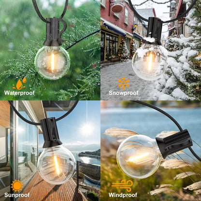 GPATIO LED Outdoor Fairy Lights, 45 m, Power, 75 + 2 Bulbs, Warm White G40 Plastic Bulbs, IP45 Waterproof, Indoor/Outdoor Fairy Lights for Garden, Patio, Weddings, Parties