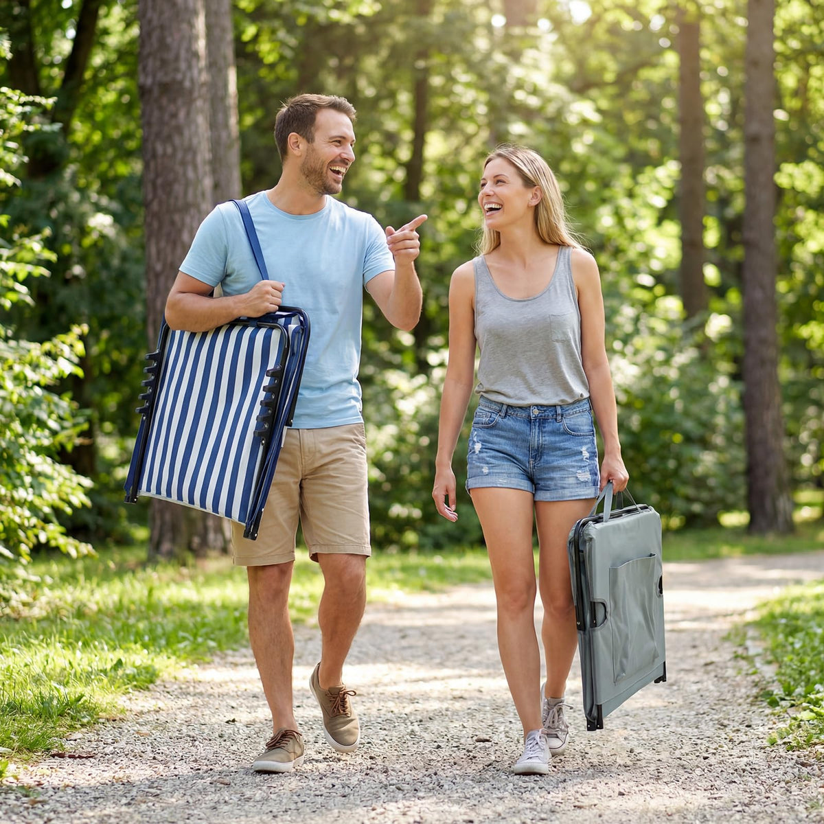 Set 2 Sezlong reglabil Palawano 5 poziţii uşor portabil pentru gradina si plaja