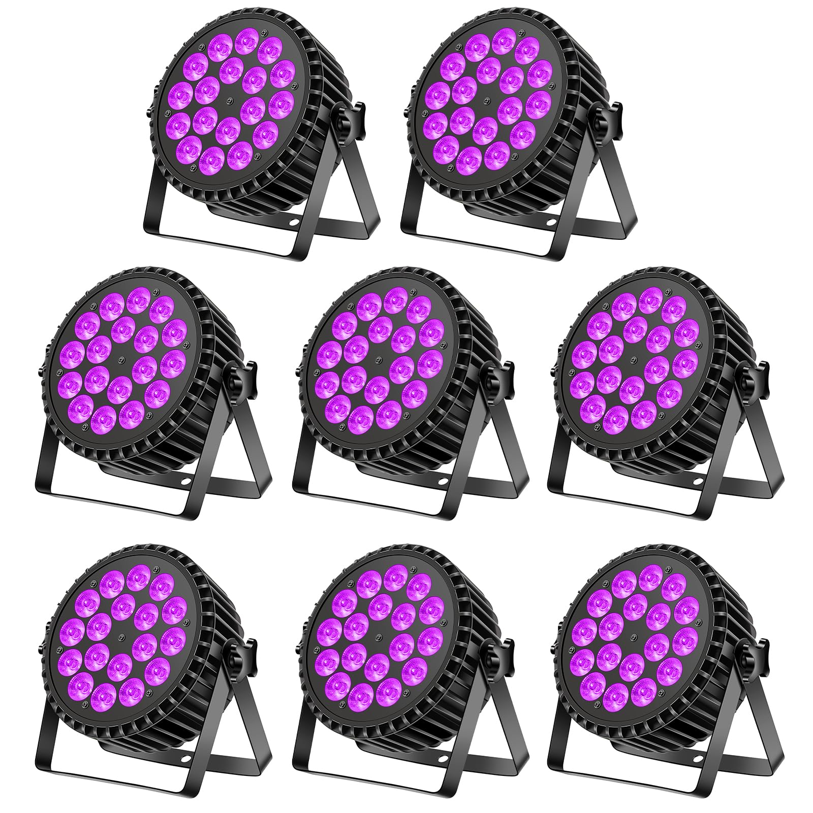 200 W 18 LED Par UV + RGB Stage Light Spotlight, DMX512 Disco Light, Party Light, 8CH Par Spotlight, Strobe/Sound/Active Mode Lighting DJ Light Effect for Show Bar Party Music Festival Halloween