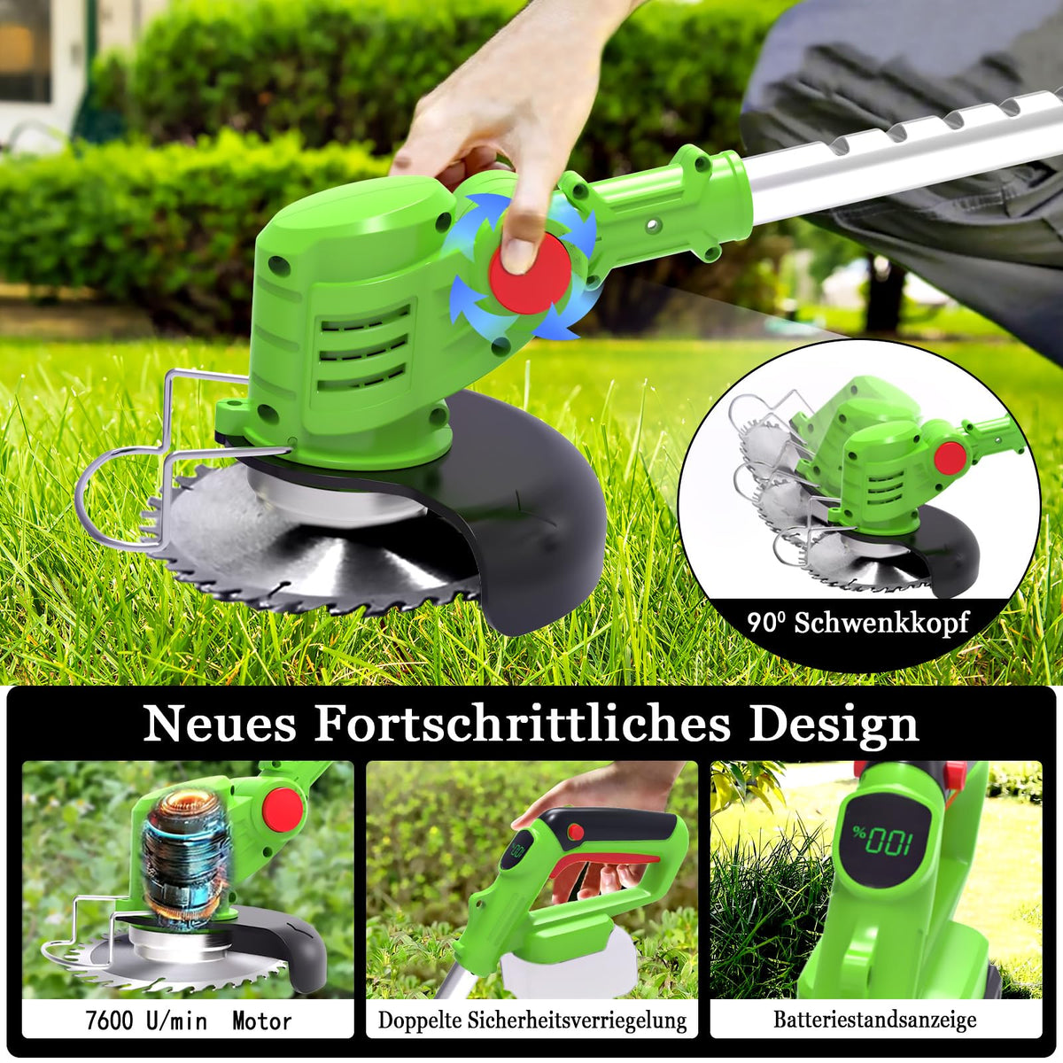 Trimmer iarba TOOLTESOO HY-2 fara fir, 7600 RPM, 15 cm