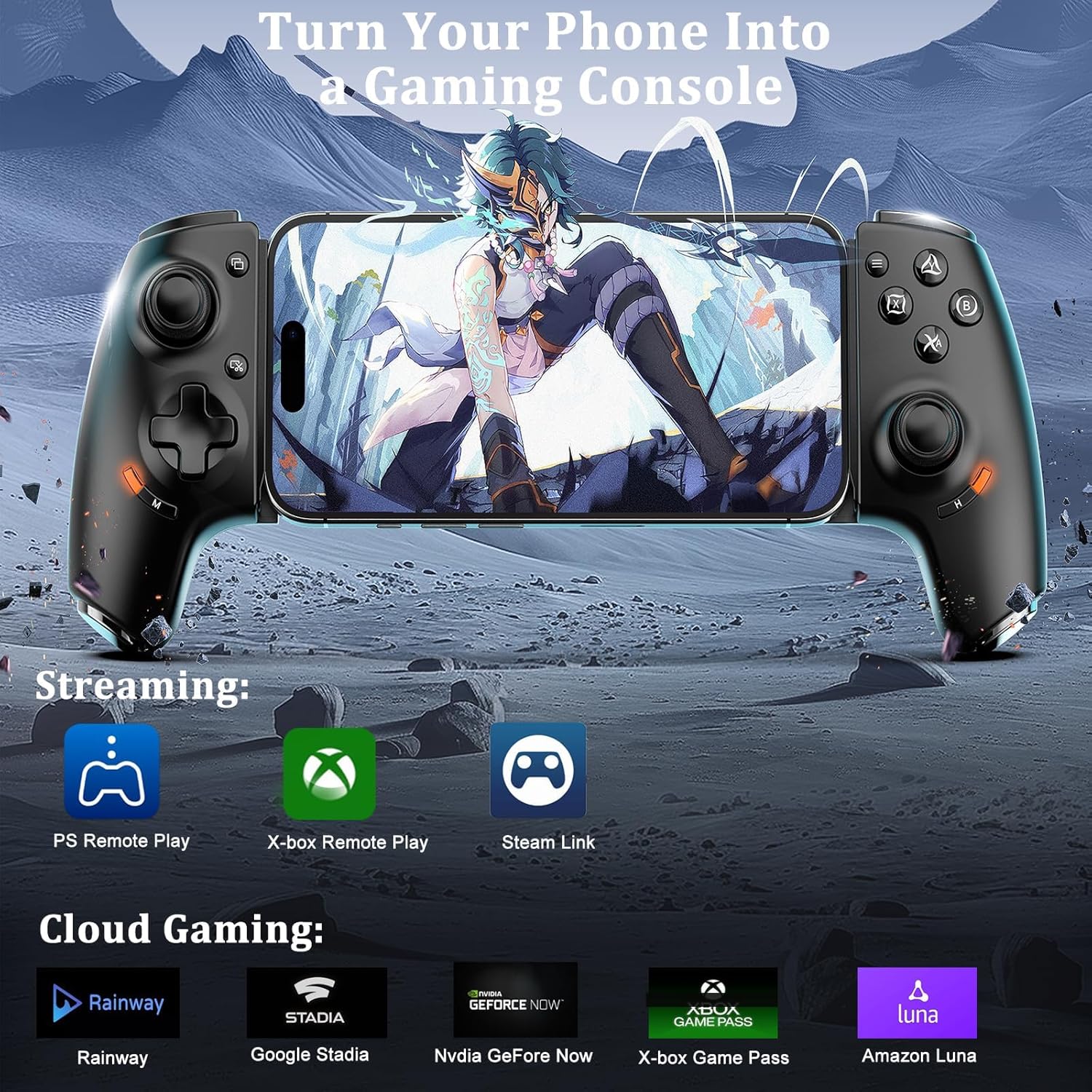 Megadream Phone Controller for iPhone 16/iPhone 15/Android USB C Mobile Gaming Controller with 3.5mm Audio Jack, Remote Player Gamepad for PS5/PS4/Xbox/PC, Cloud Game, Plug and Play, Hall Joysticks/Hall Trigger, 2 Mappable Buttons