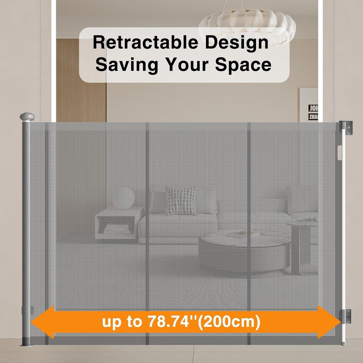 Poarta de siguranta retractabila Xifamniy pentru copii si animale, inaltime 125 cm, latime 200 cm
