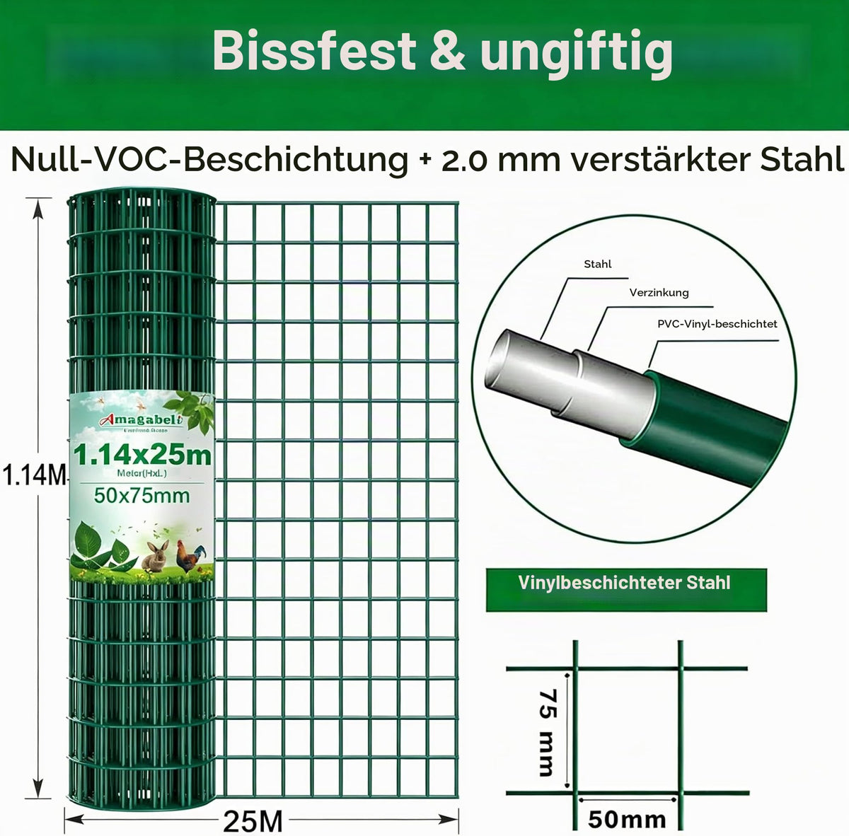 Plasa gard Amagabeli Garden Home DA001043 1.22x25 m galvanizata