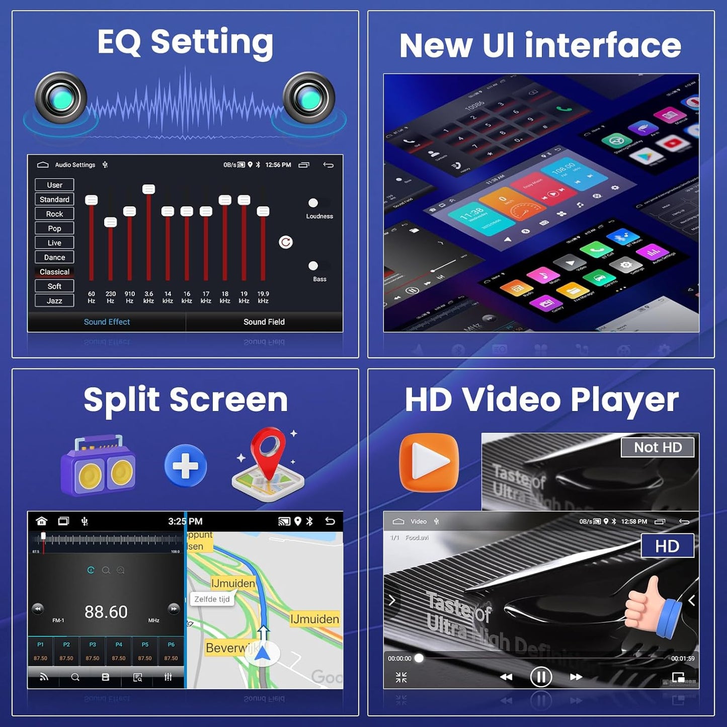 Hikity Android13 Car Radio with Sat Nav for Ford Focus S-Max Galaxy C-Max, 1G 32G 7 Inch Car Radio 2Din with GPS/Mirror Link/WiFi/Bluetooth/FM/2USB/MIC/Reversing Camera