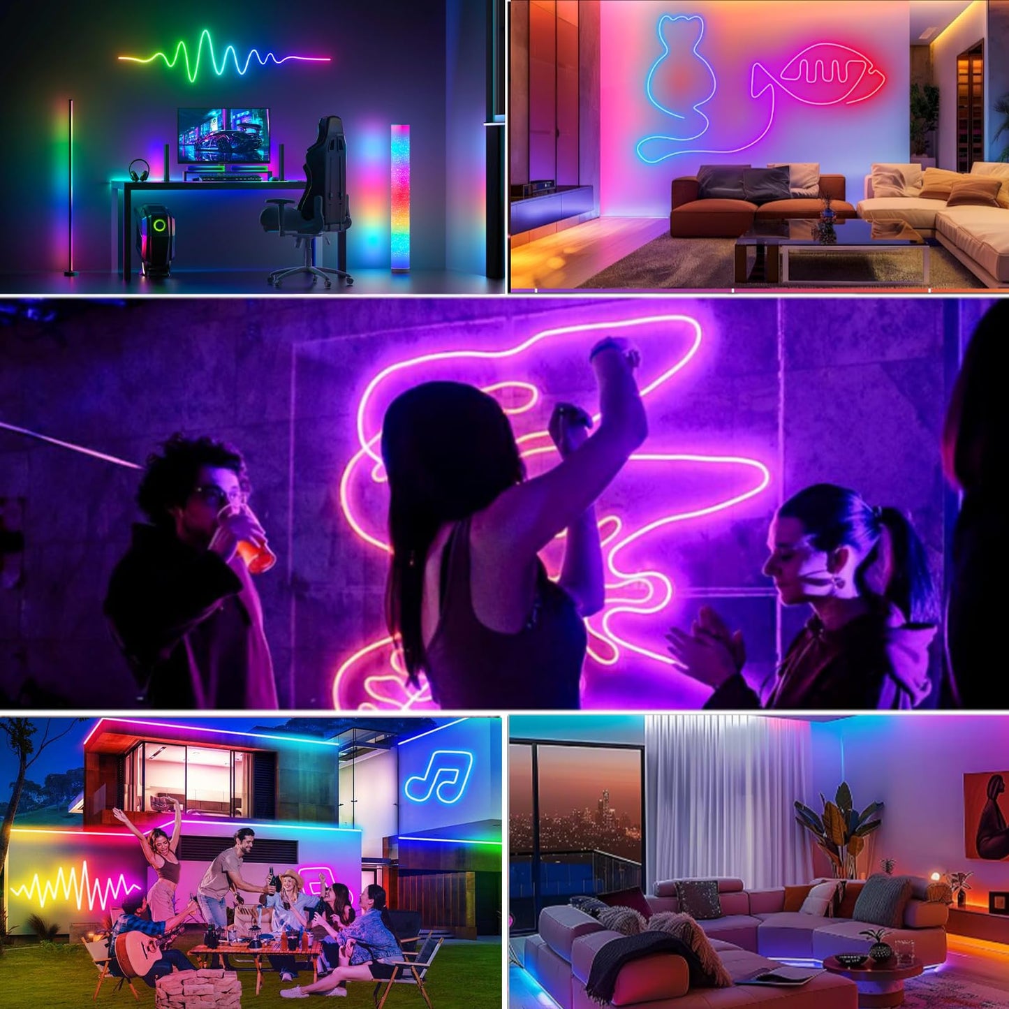 Banda LED Bvokon RGBIC Neon Rope Lights 20M Bluetooth App Remote