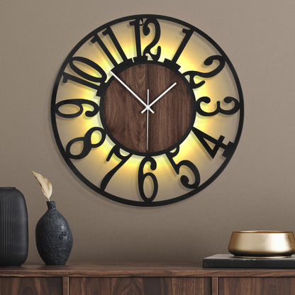 Ceas de perete metalic 24 inch cu senzor lumina si sunet