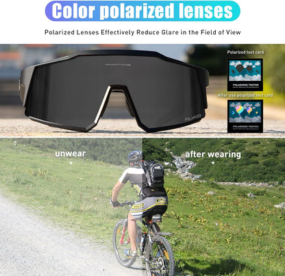 KAPVOE Polarized Cycling Glasses With 1 Lens Or 4 Interchangeable Lens Tr90 Frame For Men Women Sports Sunglasses Bike K9022