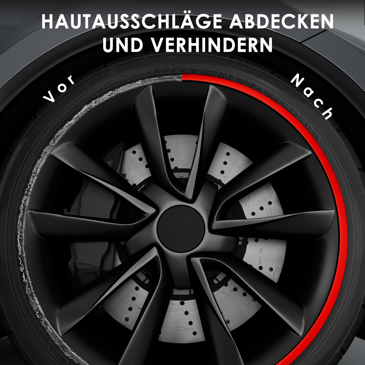 Protectii janta EVOOOR 17 Inch Black aliaj, set 4 bucati