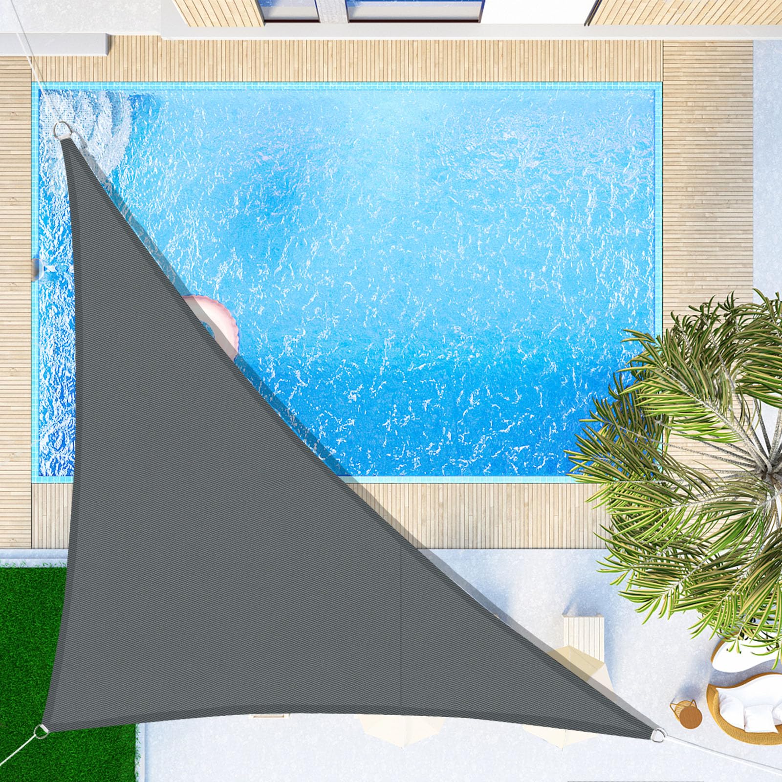 SUNNY GUARD Sun Shade Sail Triangle 4x4x4m Waterproof UV Block for Garden Outdoor Patio - Sand