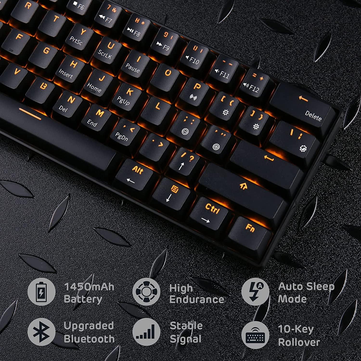 RK Royal Kludge RK61-US 2.4 GHz Wireless/Bluetooth/Wired 60% Mechanical Keyboard, 61 Keys Compact Keyboard, Hot Swappable Red Switch Gaming Keyboard with Software for Windows/Mac/Android