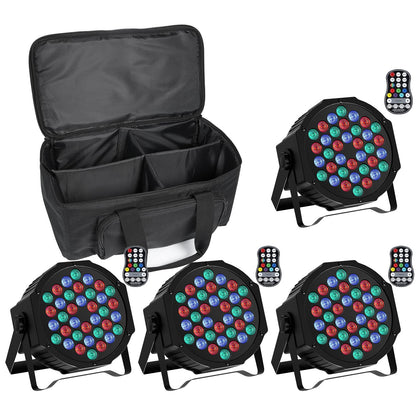 Set 4 Proiectoare LED RGB cu baterie 36 LED + telecomanda, 7 moduri, lumina dinamica