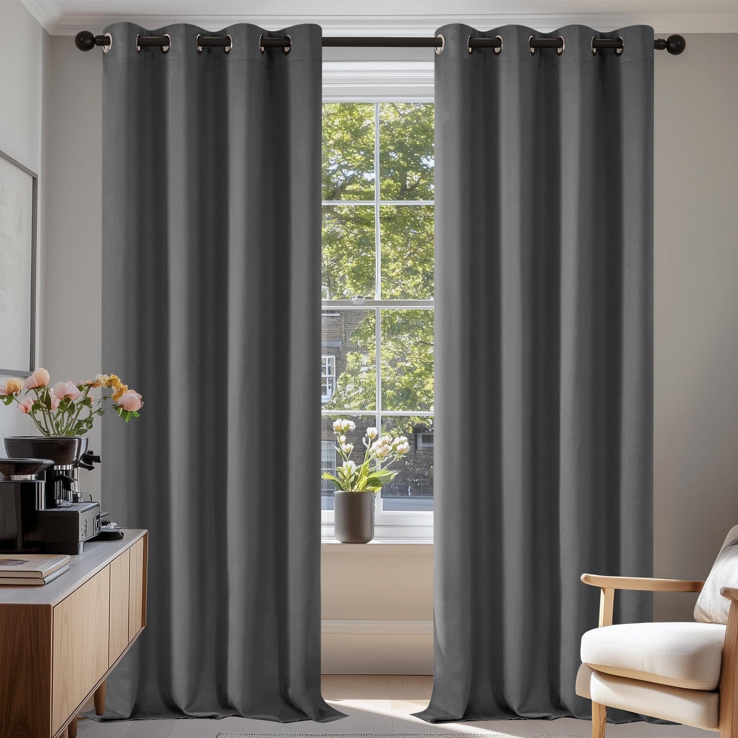 Deconovo Draperii blackout termice 175 x 140 cm, 2 panouri, gri deschis