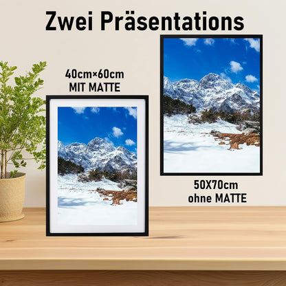 Rama foto kollyseek din lemn masiv cu passepartout, 50 x 70 cm, neagra