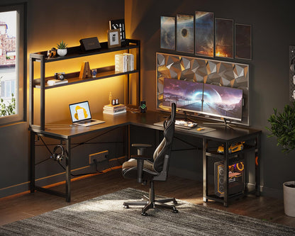 Birou gaming colt ODK L Shape 150x120 cm cu LED si USB