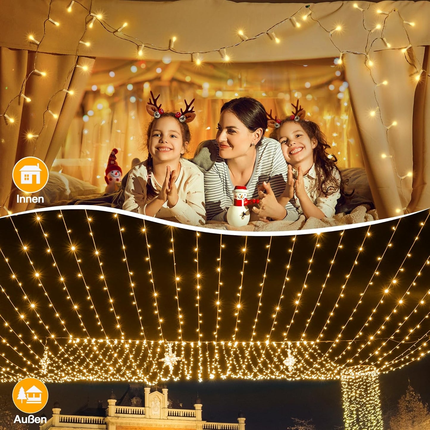 Ollny Outdoor Fairy Lights, 80 m, 800 LEDs, Christmas Lighting Outdoor 8 Modes with Remote Control Timer, Fairy Lights Long IP44 Waterproof for Christmas, Wedding, Easter, Garden (Warm White)