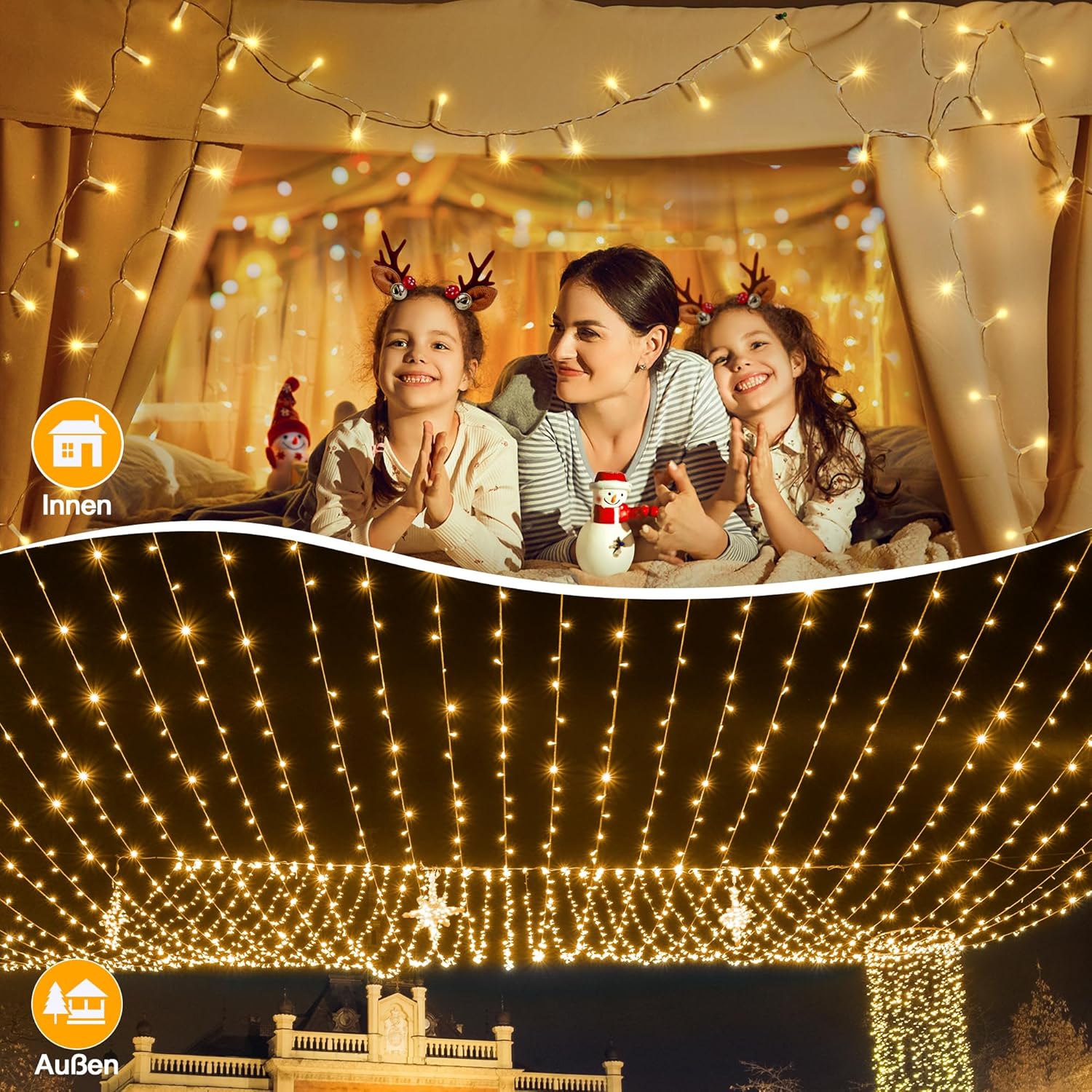 Ollny Outdoor Fairy Lights, 80 m, 800 LEDs, Christmas Lighting Outdoor 8 Modes with Remote Control Timer, Fairy Lights Long IP44 Waterproof for Christmas, Wedding, Easter, Garden (Warm White)