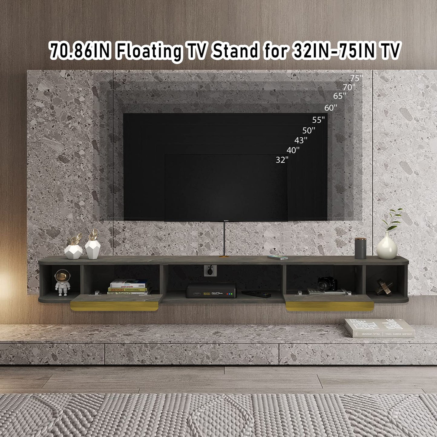 Mobilier TV Pmnianhua Hanging TV Unit LED 20 culori 180 cm