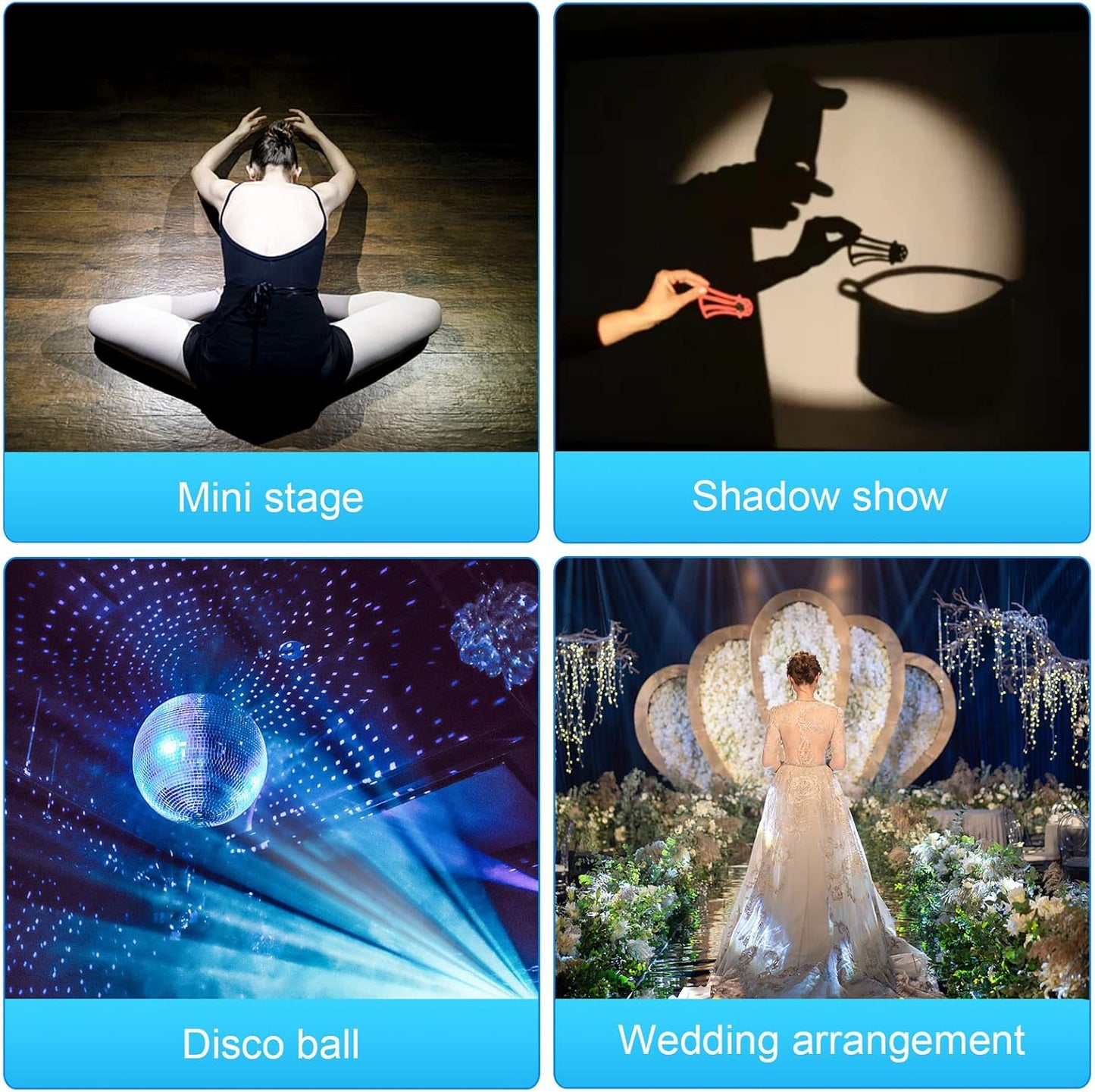Led Pinspot Light 2 Pack, Czgor Disco Ball Spotlight 15W RGBW 4 in 1 Mirror Ball Lights with Remote Control Super Bright LED Pin Spot Light for Parties DJ Club Bar Wedding