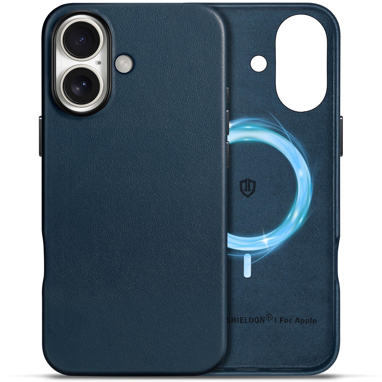 SHIELDON Case for iPhone 16 Pro 6.3" 2024, Genuine Leather, Magnetic Wireless Charging, Slim Fit, Non-Slip, Metal Button, Shockproof Protective Case Compatible with iPhone 16 Pro - Nappa Saddle Brown