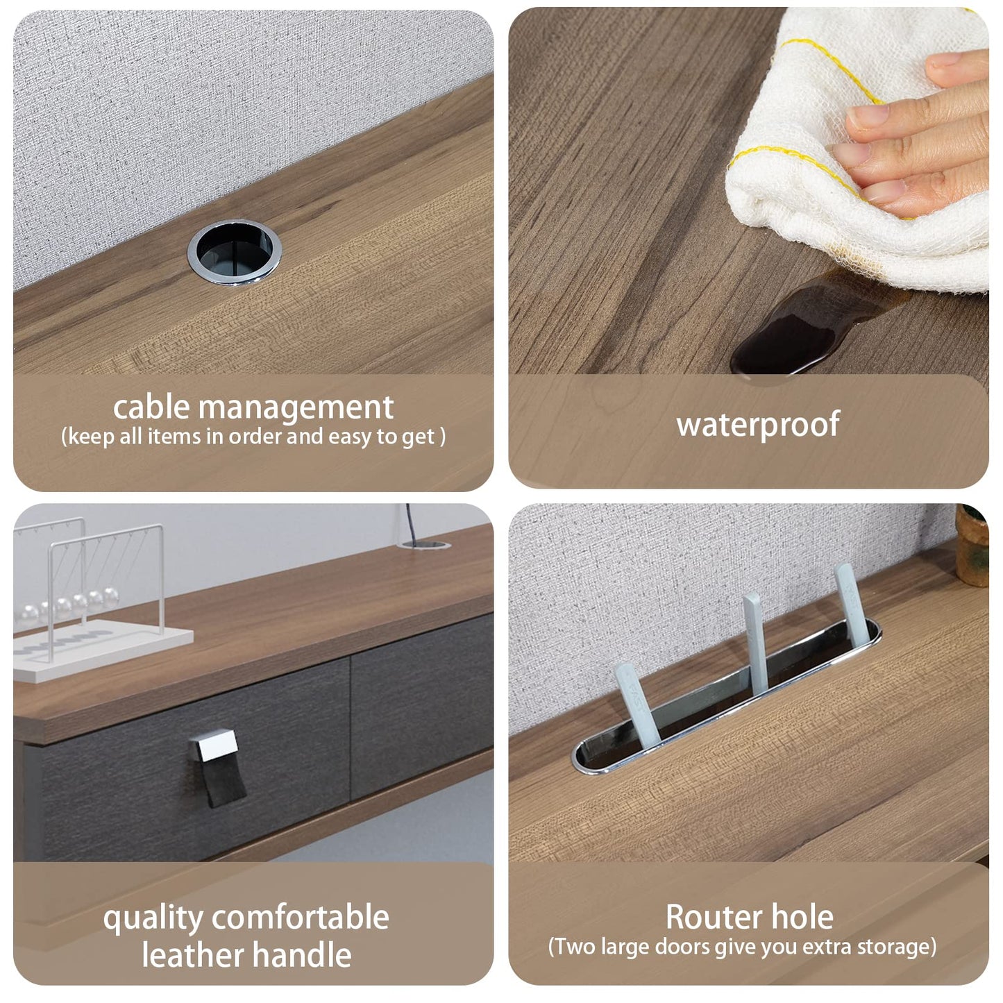 Comoda TV Suspendata din lemn 180 cm Maro Inchis - Raft Flotant Perete