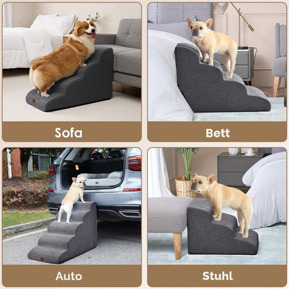 Scara pentru caini EHEYCIGA 4-Step 4 trepte fleece gri