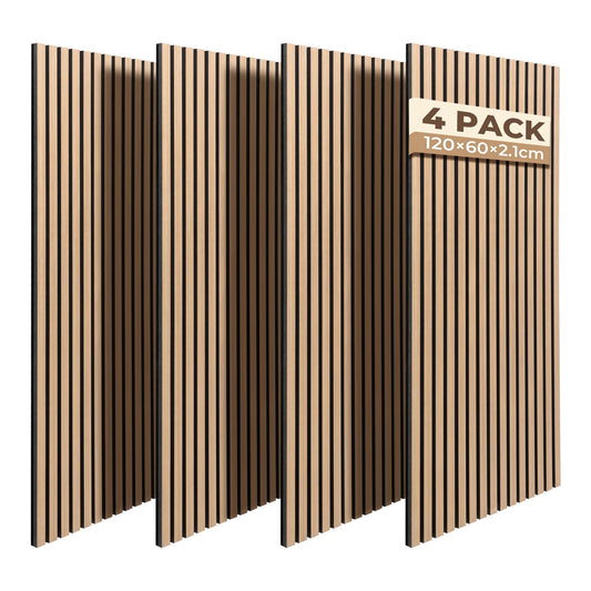 Panouri acustice MDF Ohuhu 4 buc 120x60x2.1 cm lemn