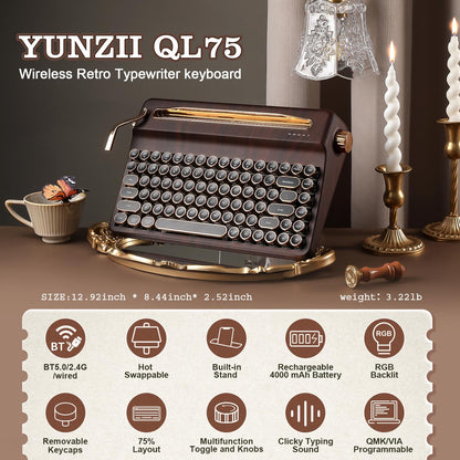 Tastatura YUNZII QL75 Retro Mecanic Wireless RGB 84 taste