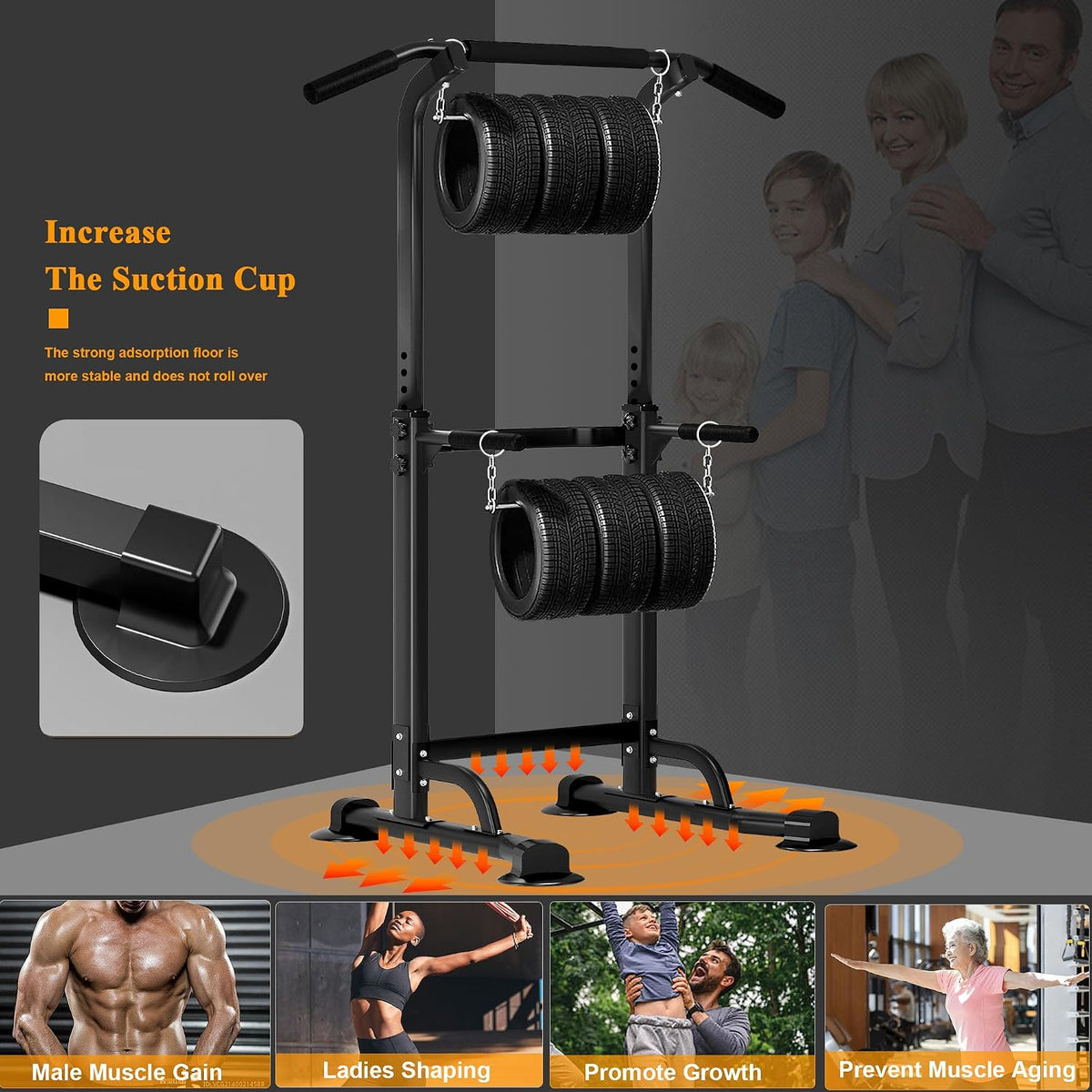 Turn de forta multifuncional sogesfurniture cu bara de tractiuni, reglabil 165-210 cm, negru