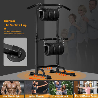 Turn de forta multifuncional sogesfurniture cu bara de tractiuni, reglabil 165-210 cm, negru