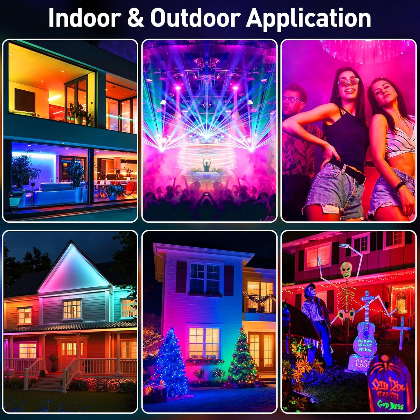 T-SUNUS RGB LED Outdoor Spotlight, 100 W RGB Spotlight, Outdoor WiFi with Bluetooth App Control, IP66 Waterproof, Smart LED Spotlight Floodlight for Party, Bar, Halloween, Christmas Decoration
