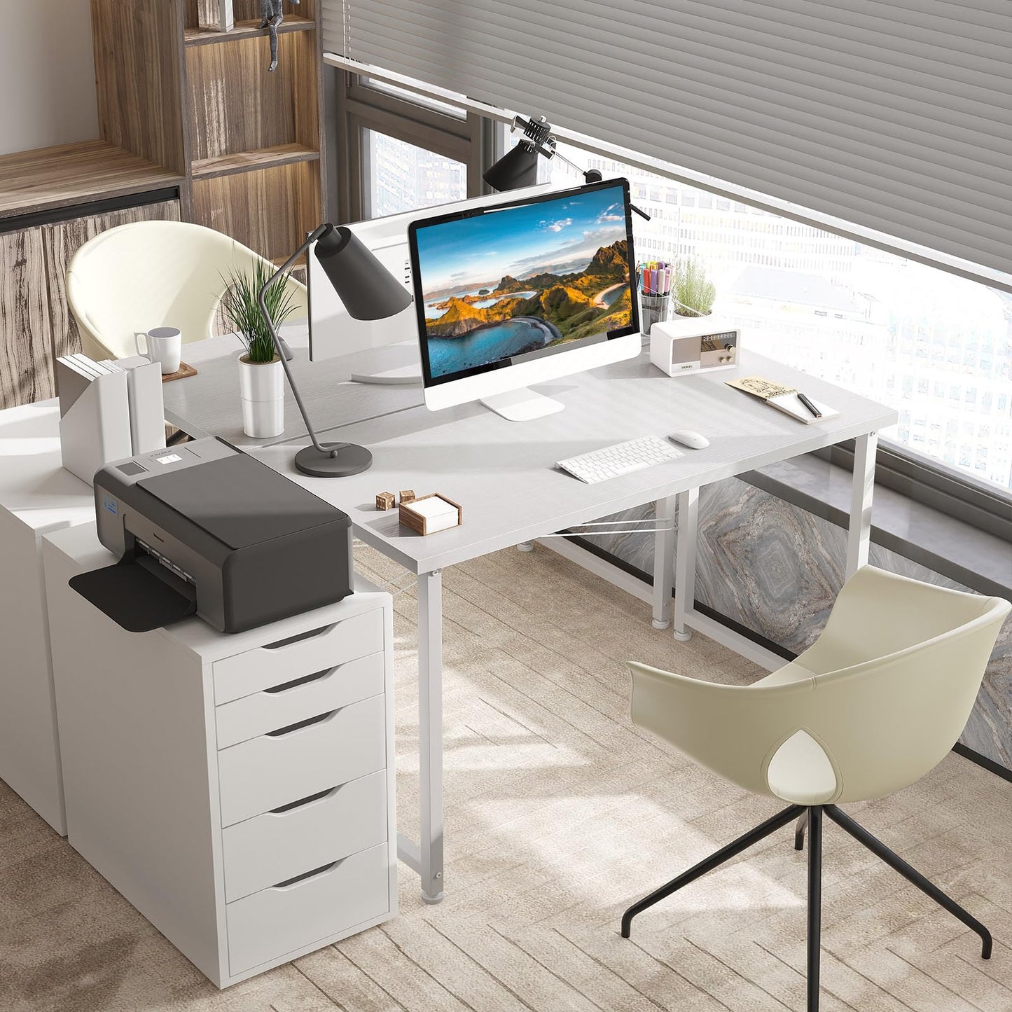 Birou ODK Small Desk 100x48 cm Alb Modern cu Sertar