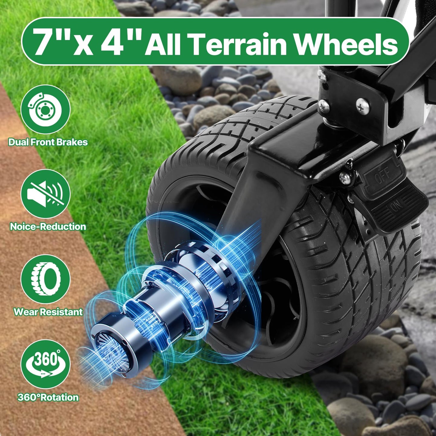 Carucior pliabil BEAU JARDIN AT0311 500 lbs roti all-terrain
