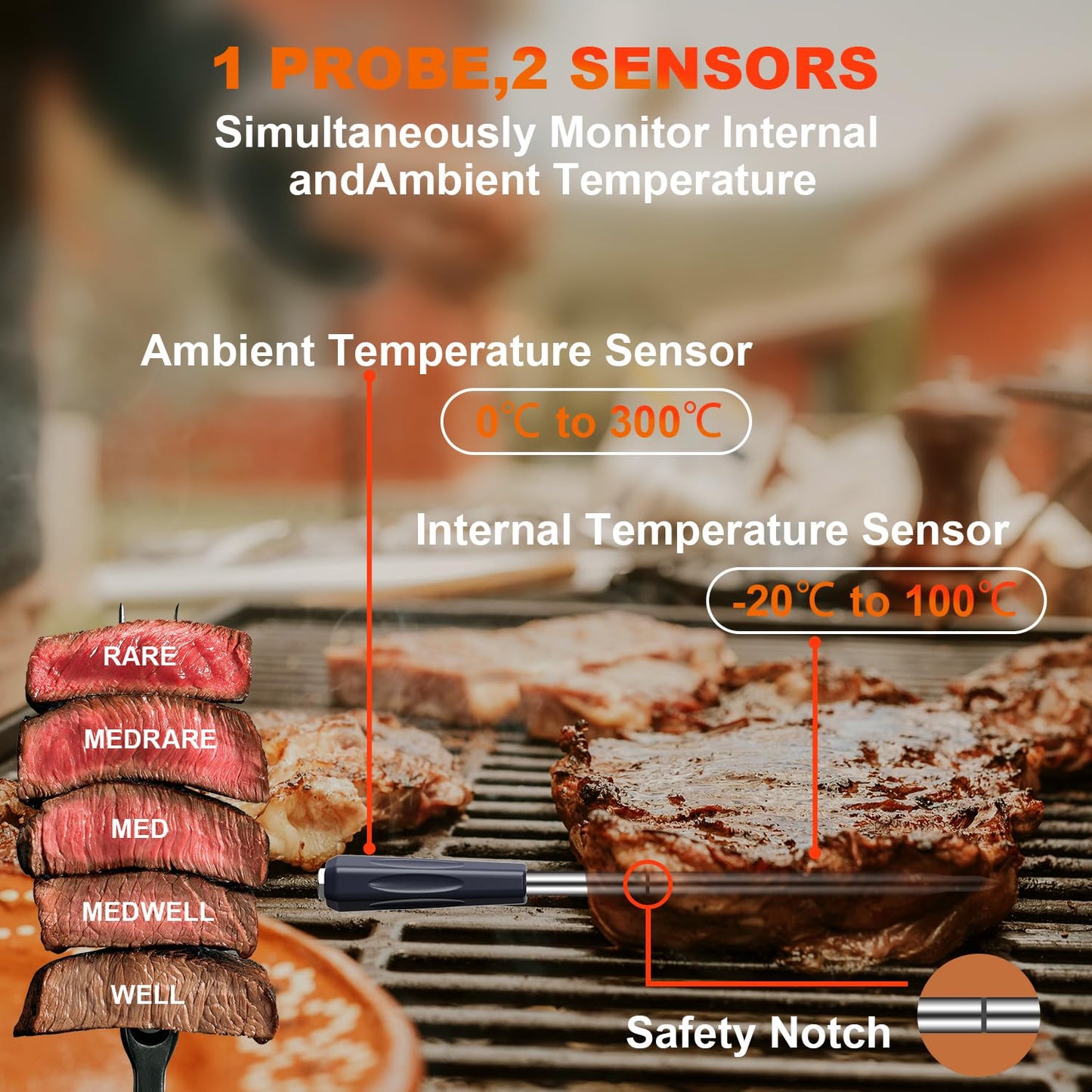 Termometru carne GRAM PRES GP-BBQ2311 Bluetooth 500ft, digital