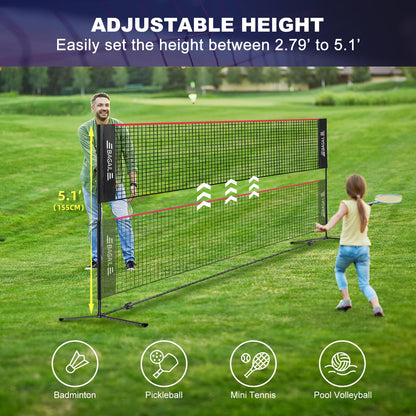 Fileu Badminton BAGAIL Net reglabil 10-17 ft pliabila