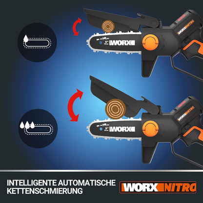 Mini fierastrau cu lant WORX Nitro WG325E.9, 20 V, fara acumulator si incarcator