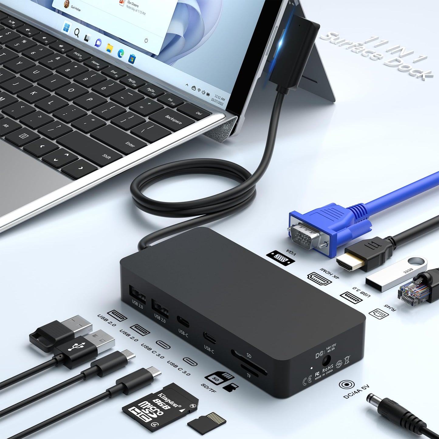 Docking Station Surface Dock Microsoft, 3 afisaje 4K HDMI+VGA, USB